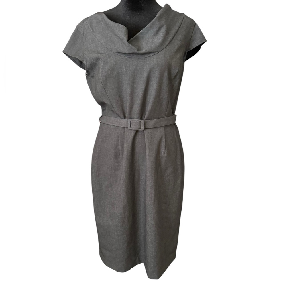 Calvin Klein | Women’s Gray Belted Cap Sleeve Pencil Dress Size 8